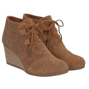 TOMS Women's Kala Desert Wedge Mini Cheetah Suede Bootie Size 7 NEW